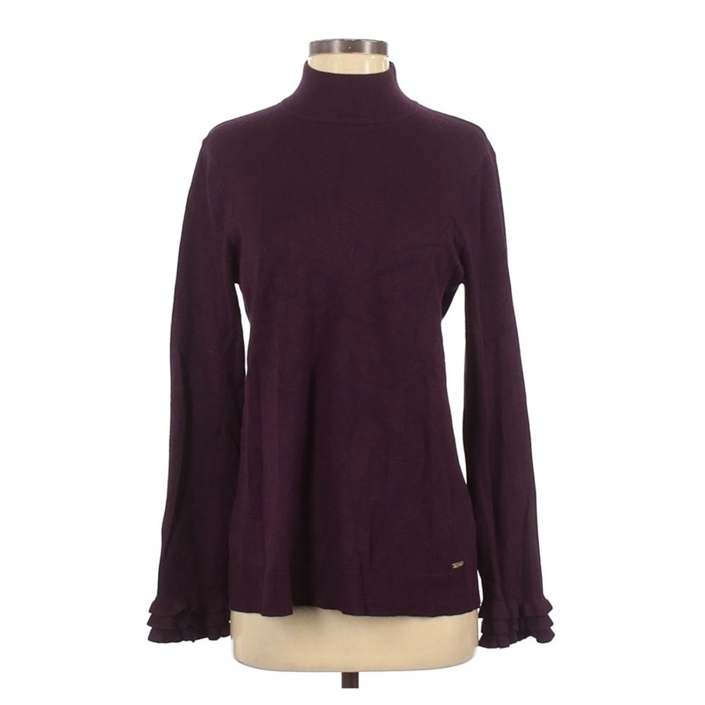Burgundy long sleeve mock neck sweater by Calvin Klein